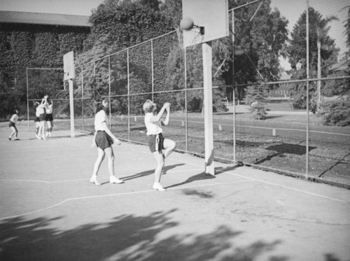 Playing basketball at Los Angeles Junior College