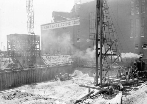 Construction area next to L.A. Gas & Electric Co