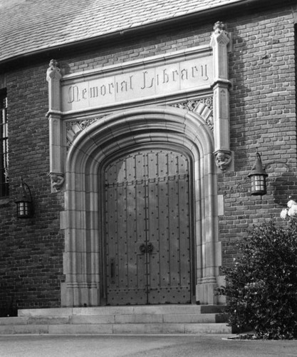 Memorial Branch Library, front doors — Calisphere
