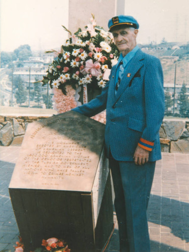 Man at memorial