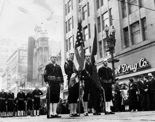 Naval color guards, Armistice day parade