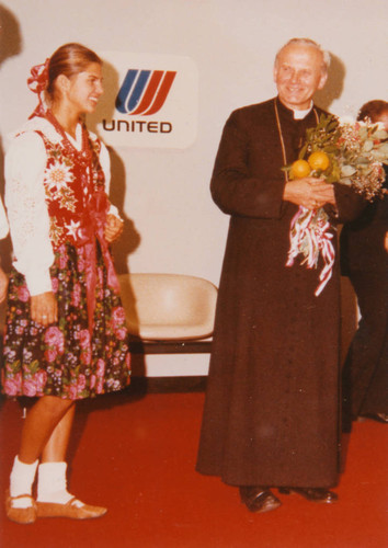 Cardinal Karol Wojtyla (who became Pope John Paul II) arrives at LAX