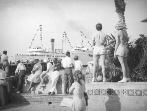 Watching the steamships docked in Avalon