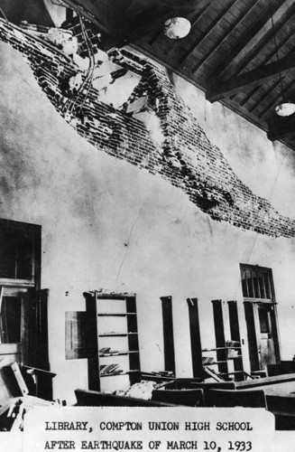 Compton Union High School, 1933 earthquake