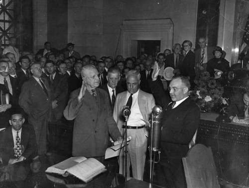 Bowron takes oath — Calisphere