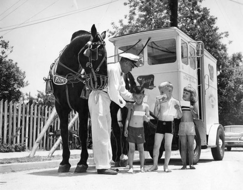 Horse-drawn milk truck