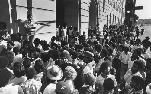 Large crowds at L.A. City Hall