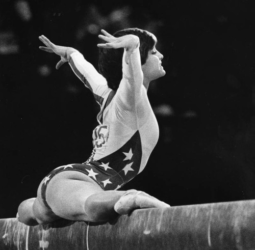 Mary Lou on the balance beam