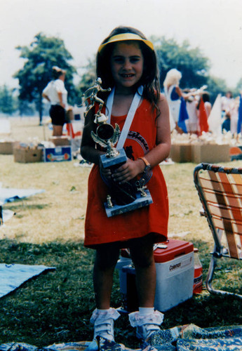 Student with sports trophy