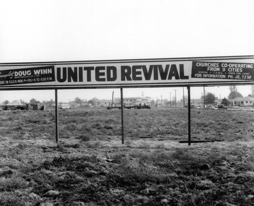 Sign announcing revival