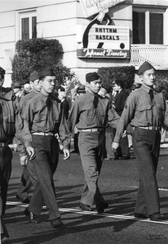 Chinese American soldiers in parade