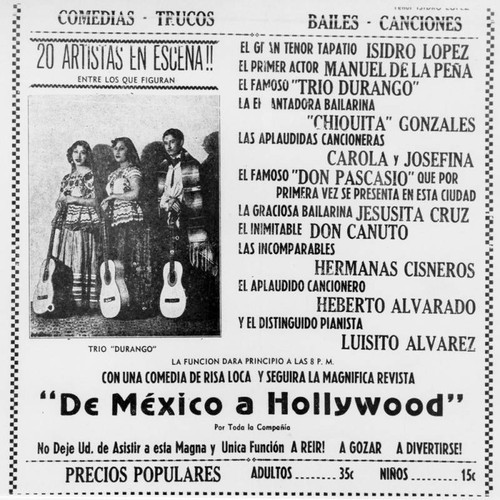 Advertisement for Mexican concert