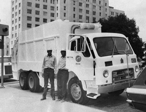 Newly painted rubbish truck