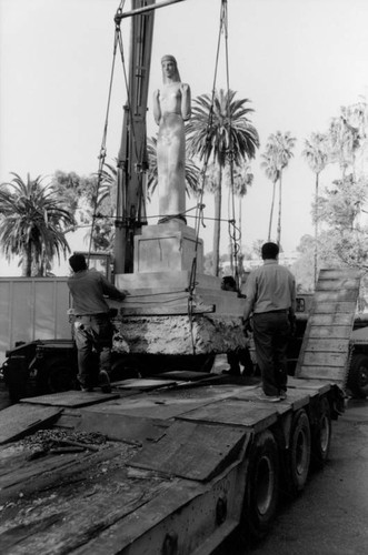 Moving statue to Echo Park, view 2