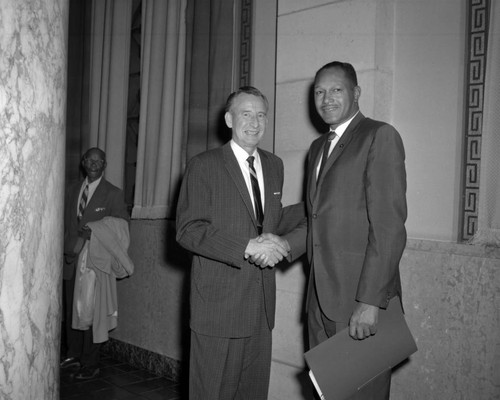 Councilman Tom Bradley with unidentified man