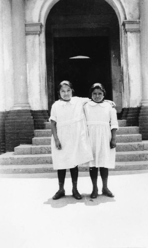 Two Hopi Indian girls at Sherman Institute