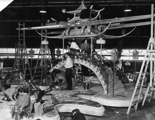 Quaker Oats float gets prepped for Rose Parade