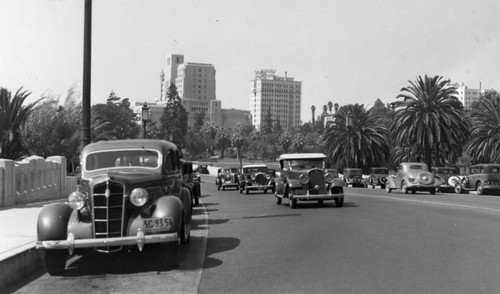 Wilshire Boulevard, looking northwest near Alvarado Street