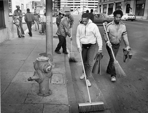 Homeless clean up street