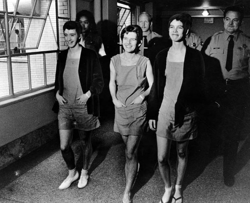 Manson girls walk to court