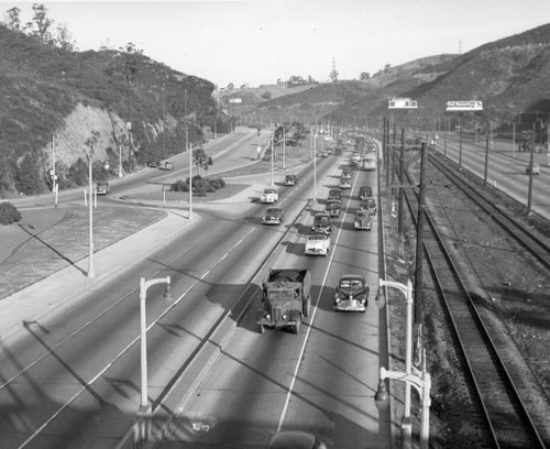 Cahuenga Freeway, looking north from Pilgrimage Bridge