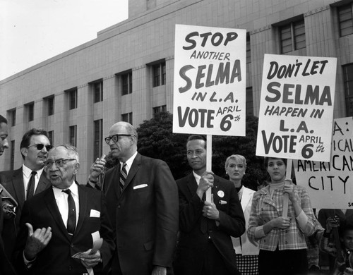 James Roosevelt attends civil rights rally