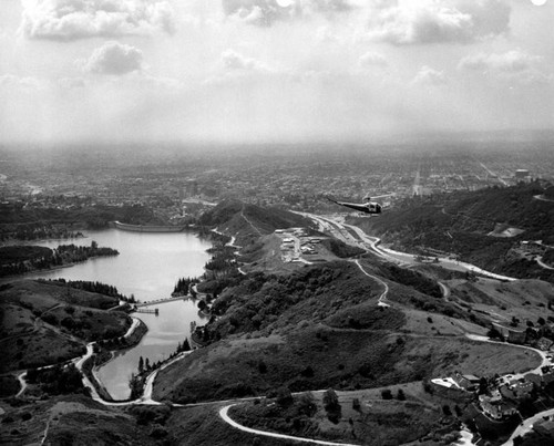 Aerial view, Hollywood and reservoir