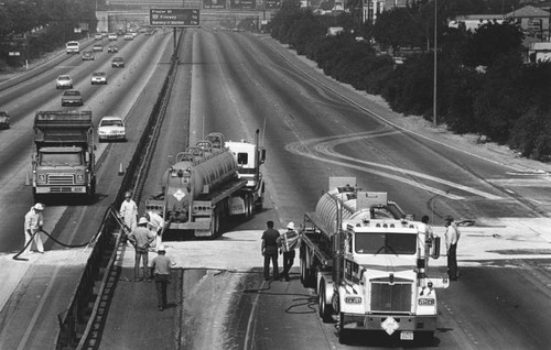 Latex spill on freeway