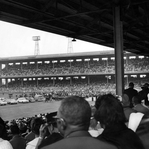 People gather at Wrigley Field