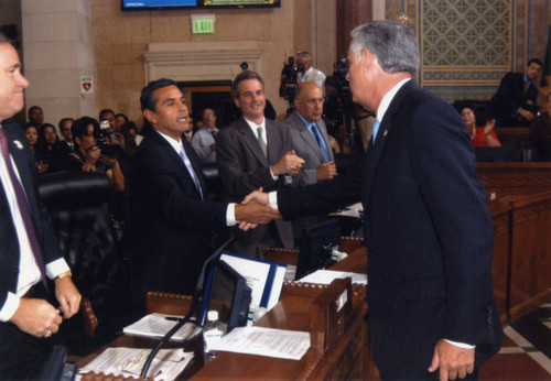 Hahn, Smith, Villaraigosa, Weiss and Zine, City Council meeting