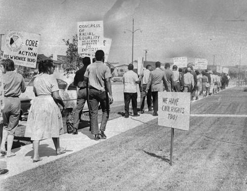 Demonstrators in Torrance picket for fair housing