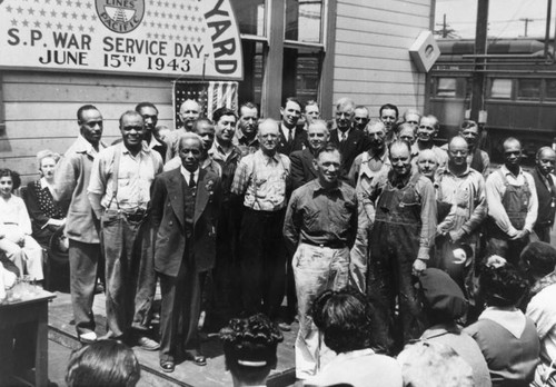 Railroad yard workers at ceremony