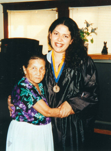 Graduate embraces her grandmother