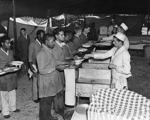 Chow line for circus workers