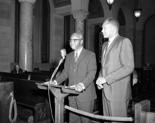 Councilman Tom Bradley with Momolu Dukuly at City Hall