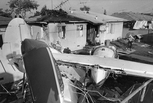 Wreckage of Compton plane crash