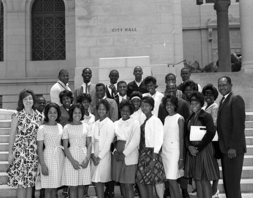 Councilman Tom Bradley with high school students