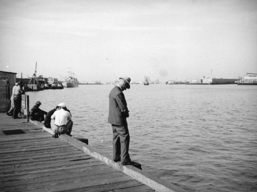 San Pedro, standing on the dock in the L. A. Harbor