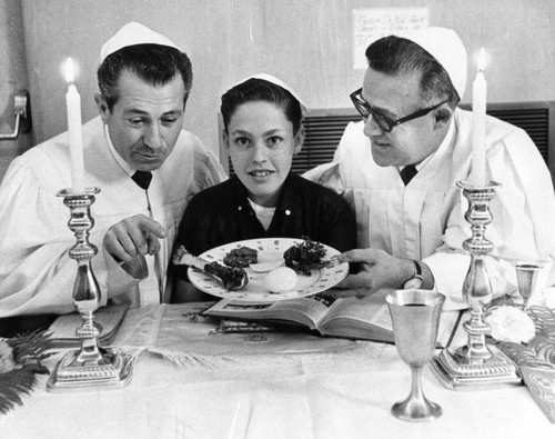 Michael Kushner, 12 1/2, Burbank, learns of Passover Seder symbols