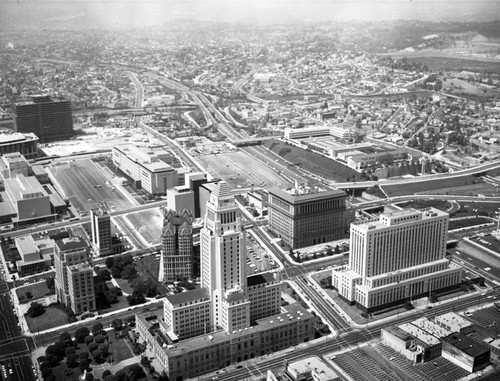 Civic Center neighborhood, Los Angeles, looking northwest