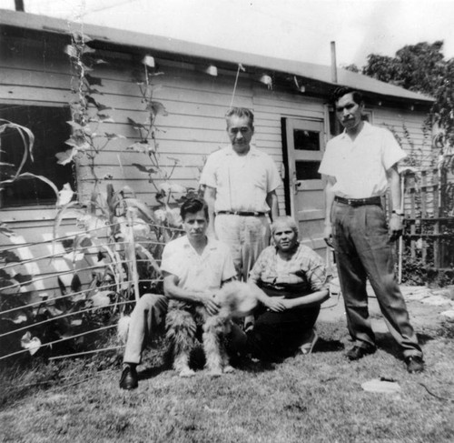 Family in a backyard