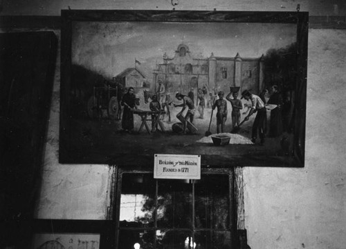 San Gabriel Mission construction painting