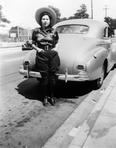 Woman and her automobile