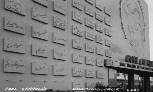 Celebrity wall, Earl Carroll Theatre