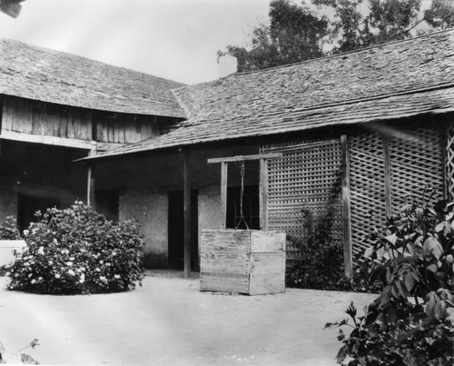 Pio Pico adobe courtyard and well