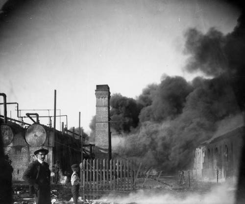 Black smoke from oil fire, view 2