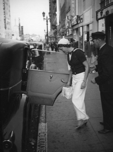 Entering car on Hollywood Blvd