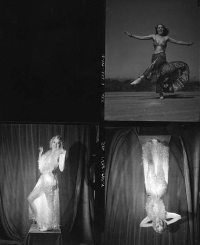 Women dancers in costume, views 1-3