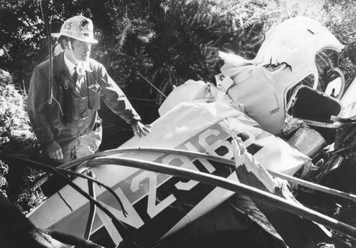 Wreckage of crash in Griffith Park