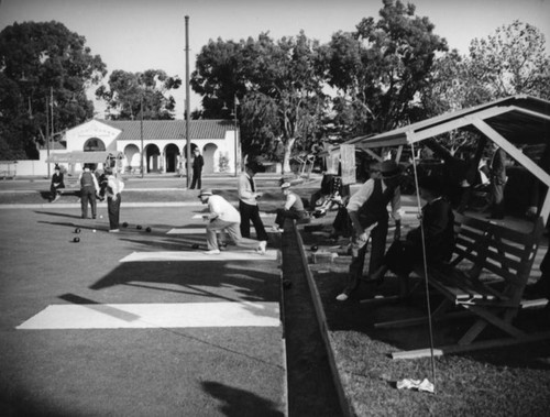 Lawn bowling and Bowling Club House in Exposition Park